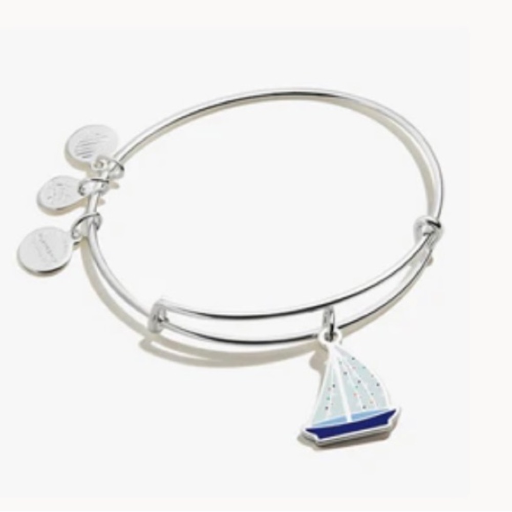 NWT Alex & Ani Holiday Sailboat Charm Bangle - Picture 1 of 5